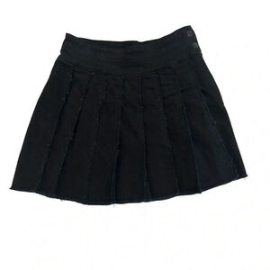 Tractr Girls Black Denim Pleated Tennis Skirt Size 8 Button & Zipper Side